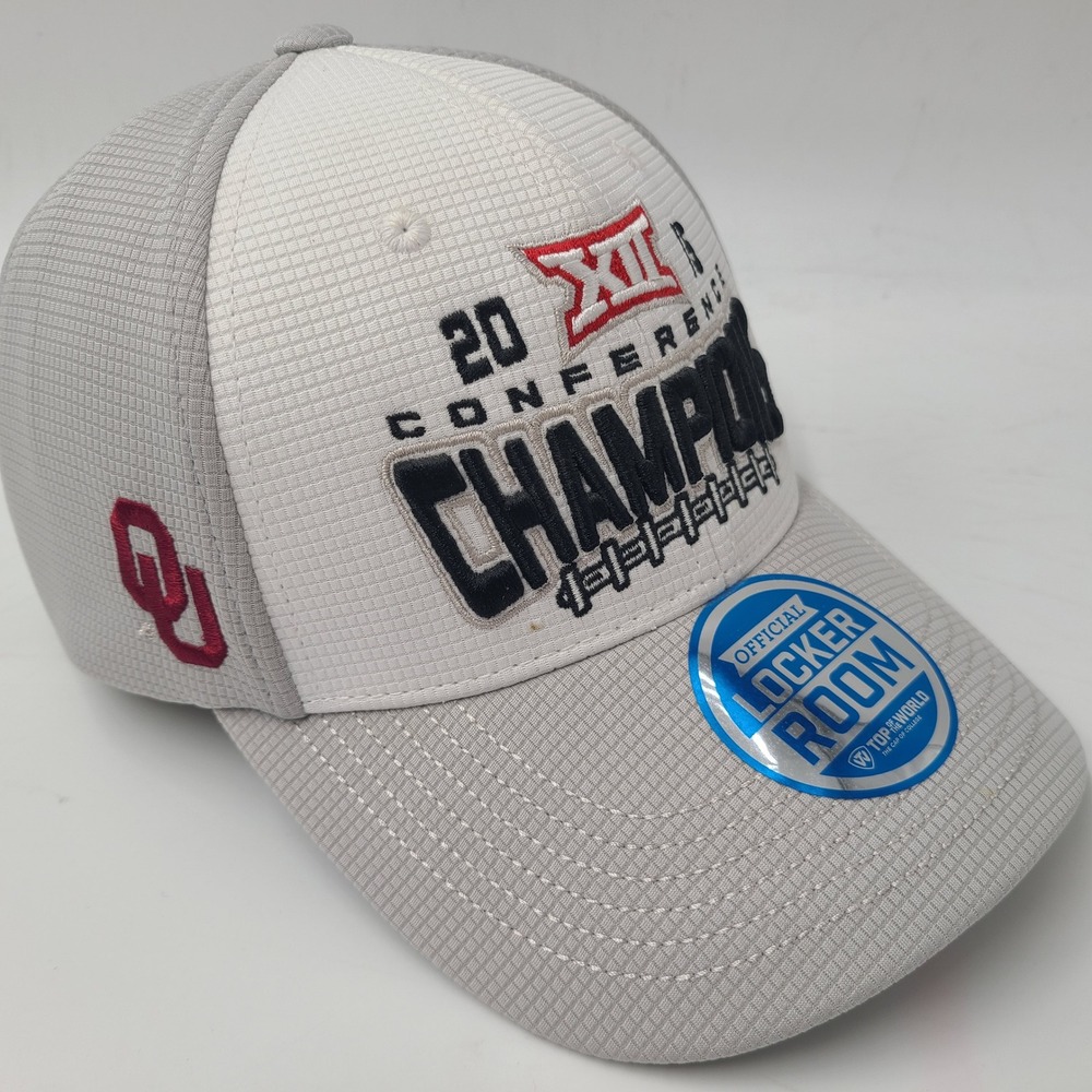 Oklahoma Sooners Hat Adjustable Top of the World Gray NCAA 2015 Big 12 Champions